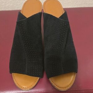 Franco Sarto Black and Tan Mules